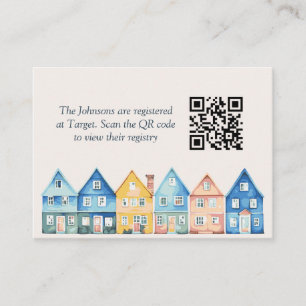 Carte D'accompagnement "Ça prend un village" Baby shower registre code QR