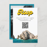 Cabo Wedding Inviter Retro RSVP QR Code Enfermer