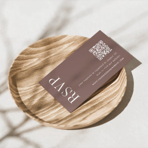 Carte D'accompagnement Cacao Earth Tone Mariage QR Code RSVP