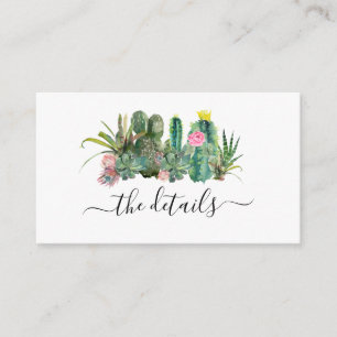 Carte D'accompagnement Cactus Cactus Cactus Succulent Floral Détails du M