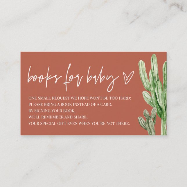 Carte D'accompagnement Cactus Genre Neutral Desert Livres Pour Bébé (Devant)