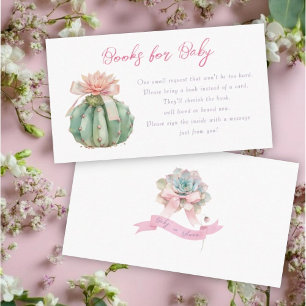 Carte D'accompagnement Cactus Pink Ribbon Baby Girl Douche Demande de rés
