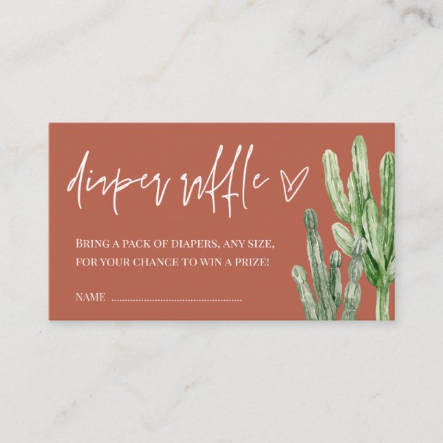 Carte D'accompagnement Cactus Sexe Neutral Desert Diaper Raffle  (Devant)