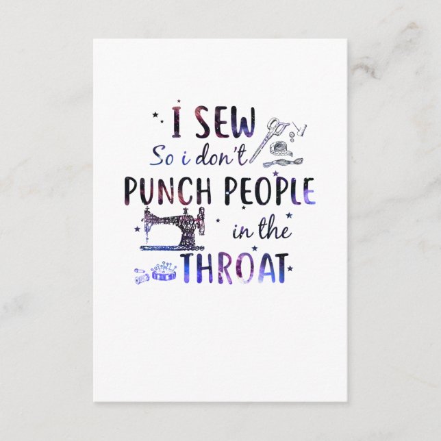 Carte D'accompagnement Cadeau de couture | J'ai mâché pour ne pas frapper (Devant)