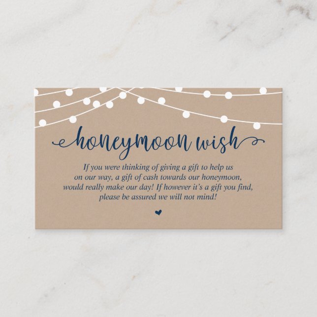 Carte D'accompagnement Cadeau de Fond pour Lune de Miel de Mariage, Guirl (Devant)