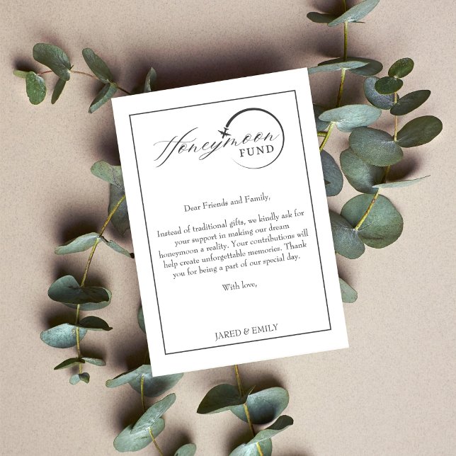 Carte D'accompagnement Cadeau de Lune de Miel Code Qr Demande de Contribu (Honeymoon Fund Qr Code Travel Fund Request Enclosure Card)