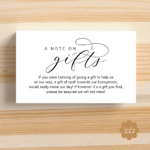 Carte D'accompagnement Cadeau de Lune de Miel de Mariage, Une Note sur le