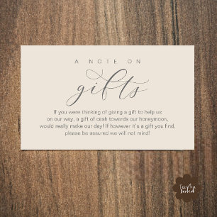 Carte D'accompagnement Cadeau de Lune de Miel de Mariage, Une Note sur le