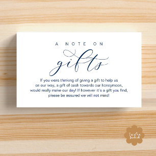 Carte D'accompagnement Cadeau de Lune de Miel de Mariage, Une Note sur le