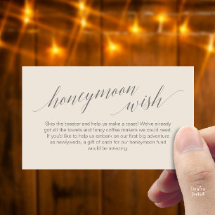 Carte D'accompagnement Cadeau de Lune de Miel Écriture Noire Élégante Mod