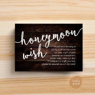 Carte D'accompagnement Cadeau de lune de miel en espèces, une note sur le