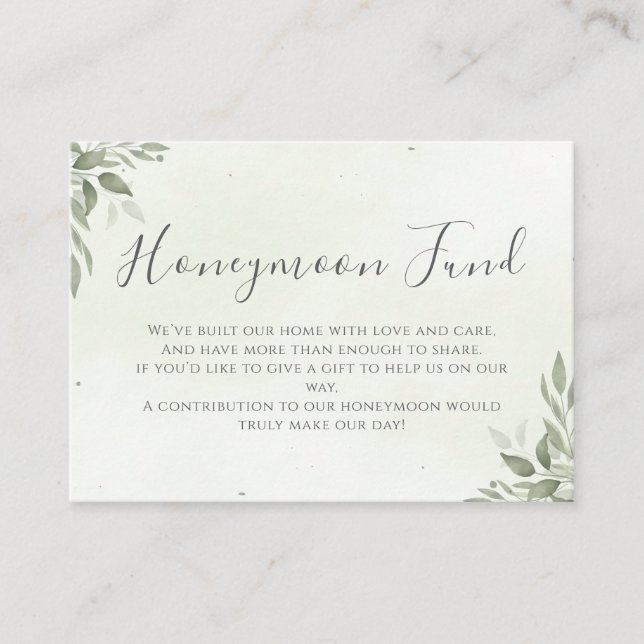 Carte D'accompagnement Cadeau de Mariage Feuillage Moderne Sage (Devant)