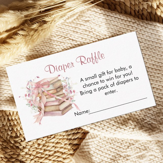 Carte D'accompagnement Cadeau de Naissance Bébé Shower Tirage au Sort Cou (A new chapter begins Coquette books baby shower Diaper Raffle card)