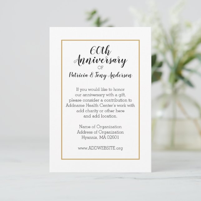 Carte D'accompagnement Cadeau et don pour l'anniversaire du mariage (Debout devant)
