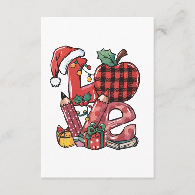 Carte D'accompagnement Cadeau pour Enseignant | Joyeux Noël Amour (Devant)