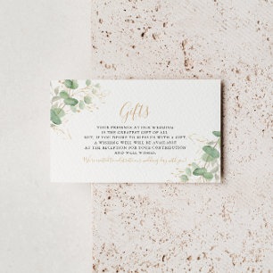 Carte D'accompagnement Cadeaux de mariage classique Eucalyptus Gold Leaf