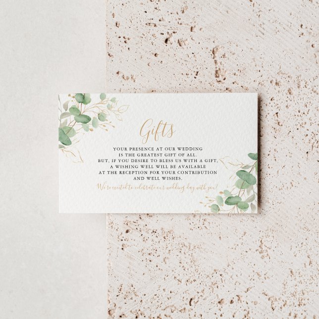 Carte D'accompagnement Cadeaux de mariage classique Eucalyptus Gold Leaf (Créateur téléchargé)