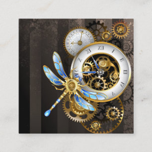 Carte D'accompagnement Cadran Steampunk avec libellule mécanique