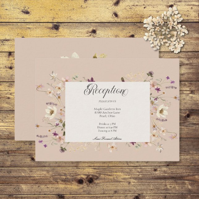 Carte D'accompagnement Cadre de fleurs sauvages rustique rose blush pour  (Créateur téléchargé)