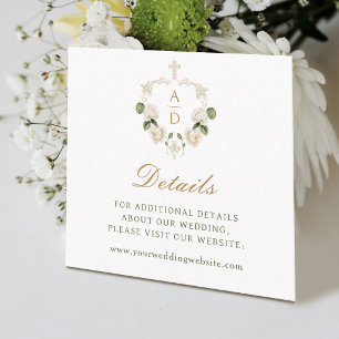 Carte D'accompagnement Cadre de roses blanches détails de mariage religie
