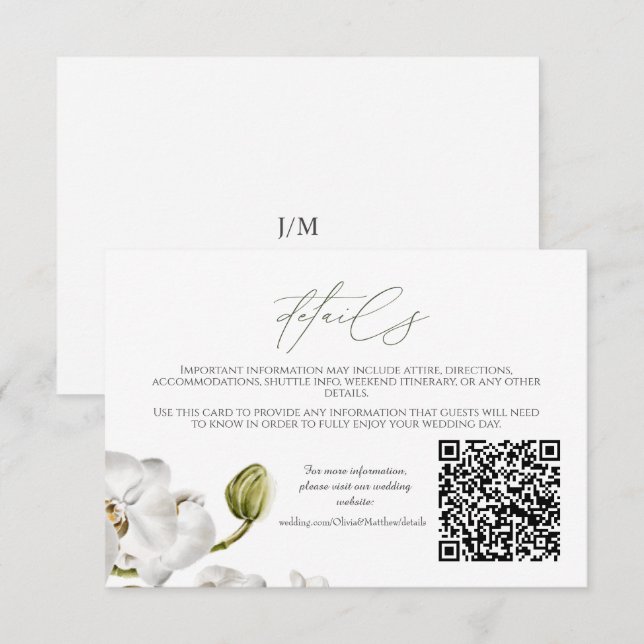 Carte D'accompagnement Cadre d'orchidées élégant mariage tropical code QR (Devant / Derrière)