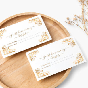 Carte D'accompagnement Cadre doré blanc Jeu de mariage Combien de baisers