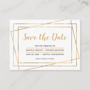 Carte D'accompagnement Cadre doré pour l'annonce de la date de mariage av
