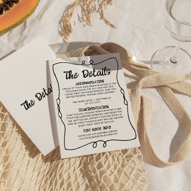 Carte D'accompagnement Cadre écrit main rétro Détails Mariage moderne (Créateur téléchargé)