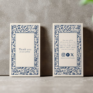 Carte D'accompagnement Cadre floral style vintage social merci enclos