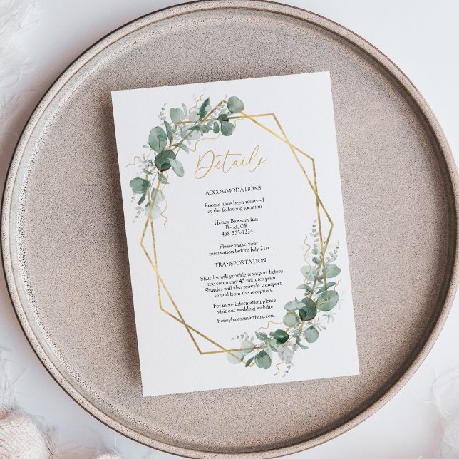 Carte D'accompagnement Cadre Or Vert Simple Détails Mariage (Créateur téléchargé)