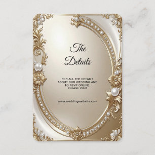 Carte D'accompagnement Cadre Orné Doré avec Détail de Perles Enclosure