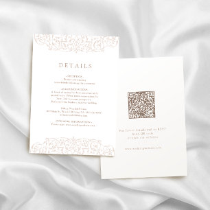 Carte D'accompagnement Cadre Orné Vintage en Ivoire Détails de Mariage