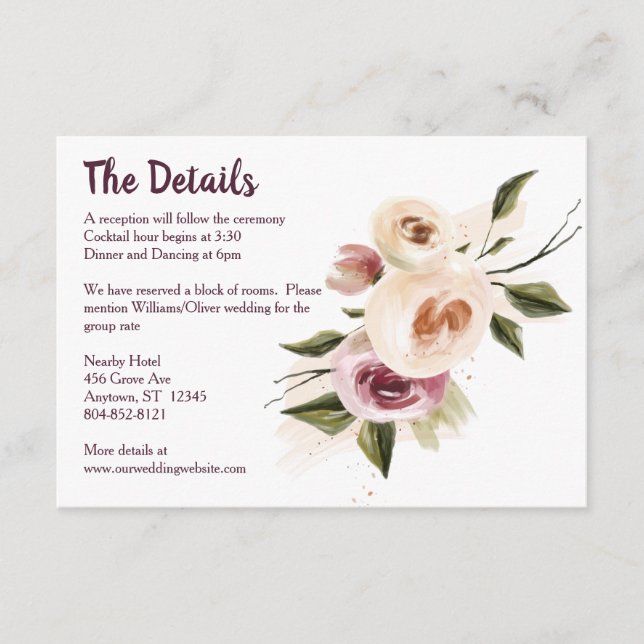 Carte D'accompagnement Cadre Rose à la crème de Bourgogne doux (Devant)