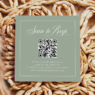 Carte D'accompagnement Cadre Sage Green Élégance italienne   Code QR RSVP
