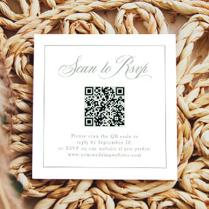 Carte D'accompagnement Cadre Sage Green Élégance italienne Code QR RSVP