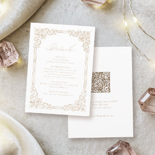 Carte D'accompagnement Cadre Vintage neutre Détails de mariage élégants