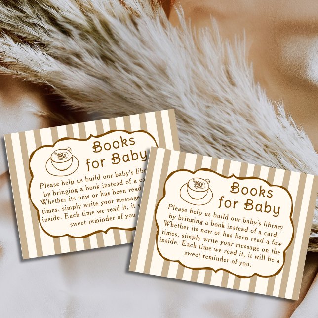 Carte D'accompagnement Cafe Bebe Books For Baby Request Baby Shower (Créateur téléchargé)