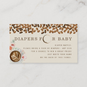 Carte D'accompagnement Café Bébé Brûle Floral Diaper Raffle Douche