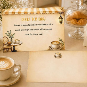 Carte D'accompagnement Café Bébé élégant Baby Shower Bistro français Beig