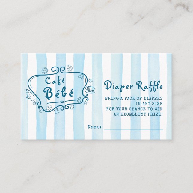 Carte D'accompagnement Café Bébé French Modern Cute Blue Boy Baby shower (Devant)