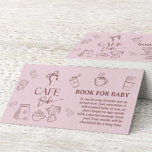 Carte D'accompagnement Cafe Bebe Livre Rose pour Baby Shower