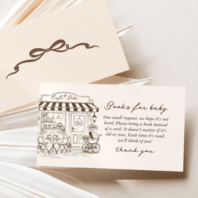 Carte D'accompagnement Cafe Bebe Livres pour bébé de couleur neutre Café (Créateur téléchargé)