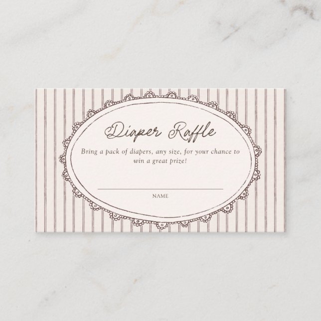 Carte D'accompagnement Cafe Bebe Vintage Stripes Diaper Raffle (Devant)