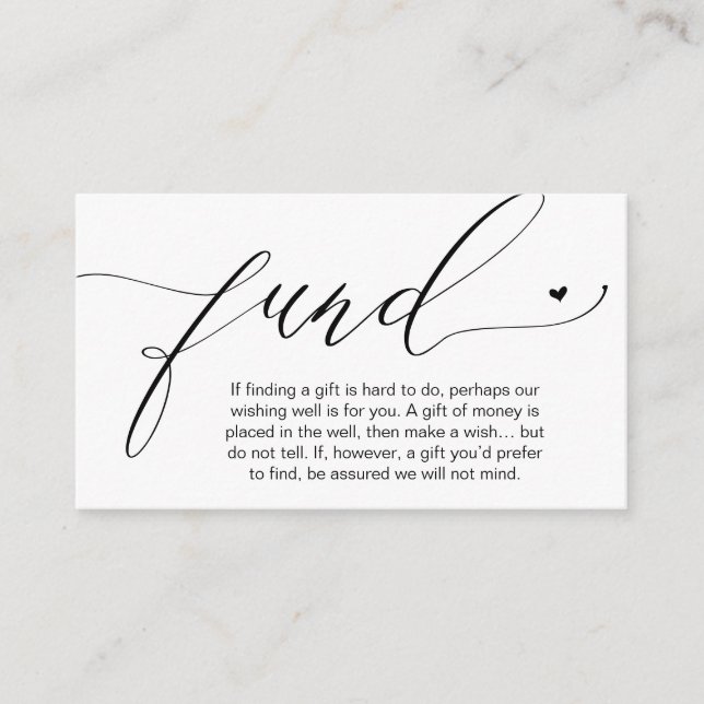 Carte D'accompagnement Caisse de fonds de lune de miel, Souhait, Une note (Devant)