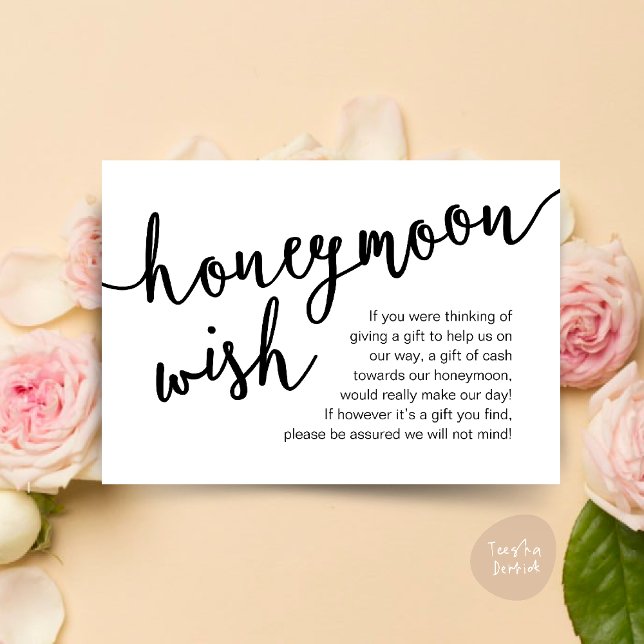 Carte D'accompagnement Caisse de fonds pour les vœux de lune de miel, une (Honeymoon Fund Wish Cash, A note on gifts, Modern Rustic Modern Rustic Wedding Card Black White)
