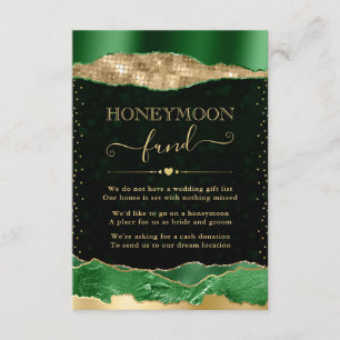 Carte D'accompagnement Caisse de Mariage Lune de Miel Glam Or et Vert