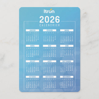 Carte D'accompagnement Calendrier 2026 Itron Bleu Français