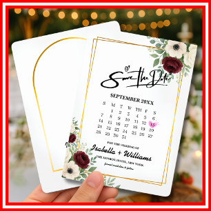 Carte D'accompagnement Calendrier de géométrie vert sauge Mariage Sauvega