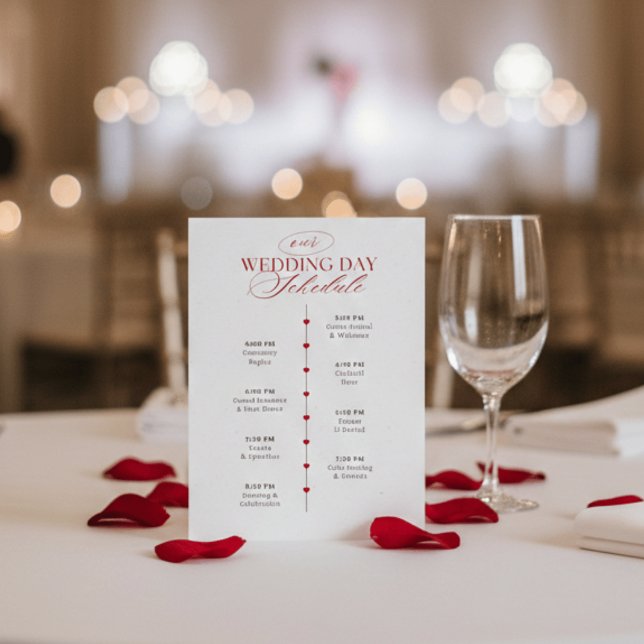 Carte D'accompagnement Calendrier de mariage Cœurs Rouges Élégants  (Créateur téléchargé)