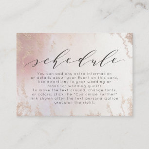 Carte D'accompagnement Calendrier de mariage ombré blush rose givré en fe